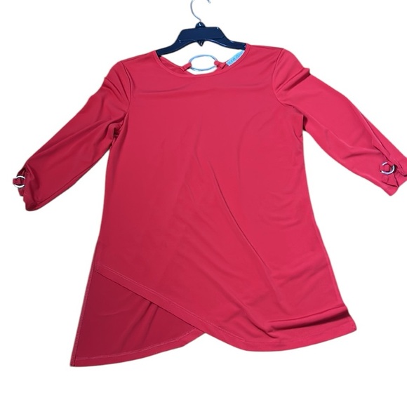 CLEO  vtg blouse,women MP,made in 🇨🇦, vtg,metal grommets,asymmetrical hem,career - Picture 9 of 12